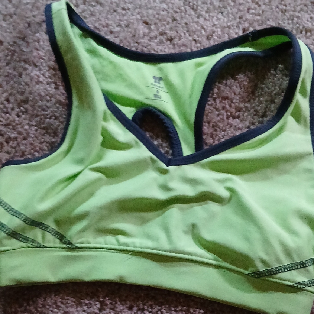 Old Navy Neon Green Sports Bra with Navy Trim